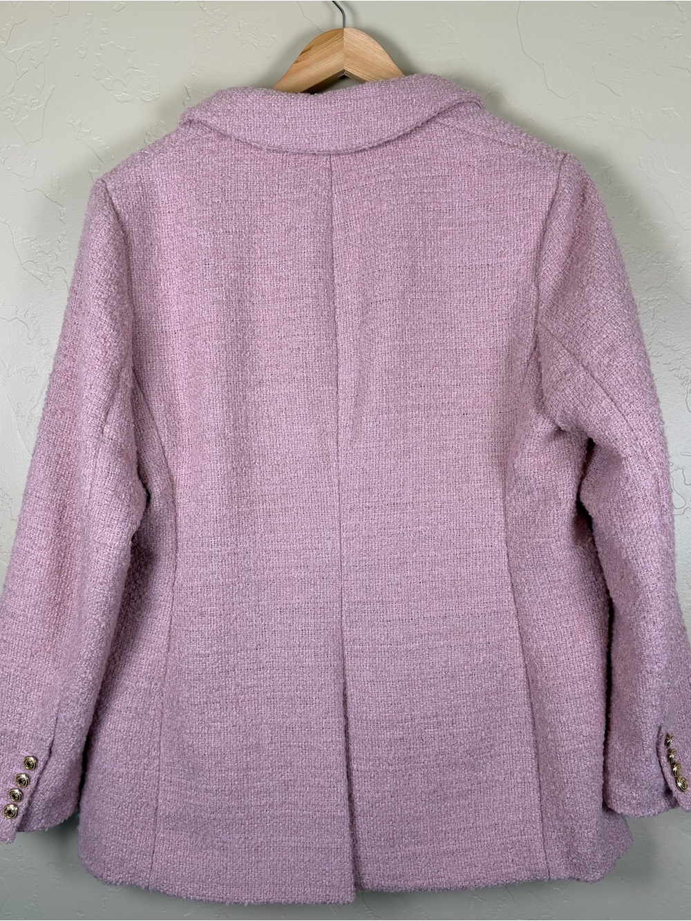 H&M Textured-Weave Blazer In Light Pink Light Coat Size Large NWT - Picture 5 of 7
